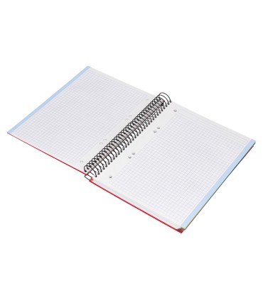 Cuaderno espiral liderpapel a5 micro papercoat tapa forrada 140h 75 gr cuadro5mm 5 bandas 6 taladros rojo