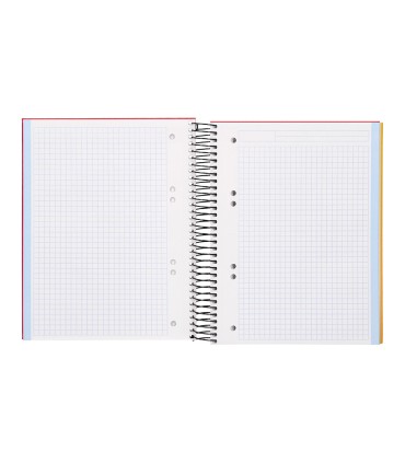 Cuaderno espiral liderpapel a5 micro papercoat tapa forrada 140h 75 gr cuadro5mm 5 bandas 6 taladros rojo