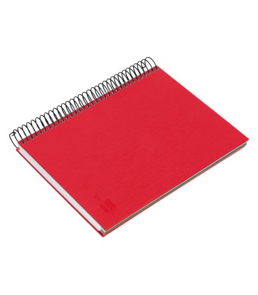 Cuaderno espiral liderpapel a5 micro papercoat tapa forrada 140h 75 gr cuadro5mm 5 bandas 6 taladros rojo