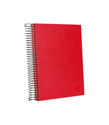 Cuaderno espiral liderpapel a5 micro papercoat tapa forrada 140h 75 gr cuadro5mm 5 bandas 6 taladros rojo