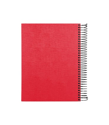 Cuaderno espiral liderpapel a5 micro papercoat tapa forrada 140h 75 gr cuadro5mm 5 bandas 6 taladros rojo