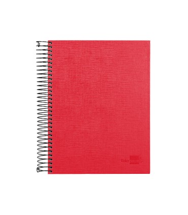 Cuaderno espiral liderpapel a5 micro papercoat tapa forrada 140h 75 gr cuadro5mm 5 bandas 6 taladros rojo