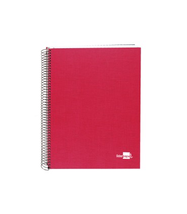 Cuaderno espiral liderpapel a5 micro papercoat tapa forrada 140h 75 gr cuadro5mm 5 bandas 6 taladros rojo