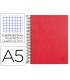 Cuaderno espiral liderpapel a5 micro papercoat tapa forrada 140h 75 gr cuadro5mm 5 bandas 6 taladros rojo