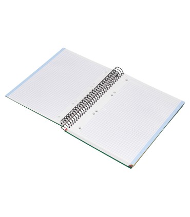 Cuaderno espiral liderpapel a5 micro papercoat tapa forrada 140h 75 gr cuadro5mm 5 bandas 6 taladros verde