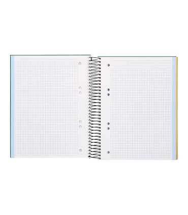 Cuaderno espiral liderpapel a5 micro papercoat tapa forrada 140h 75 gr cuadro5mm 5 bandas 6 taladros verde