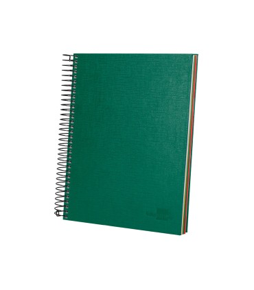 Cuaderno espiral liderpapel a5 micro papercoat tapa forrada 140h 75 gr cuadro5mm 5 bandas 6 taladros verde