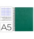 Cuaderno espiral liderpapel a5 micro papercoat tapa forrada 140h 75 gr cuadro5mm 5 bandas 6 taladros verde