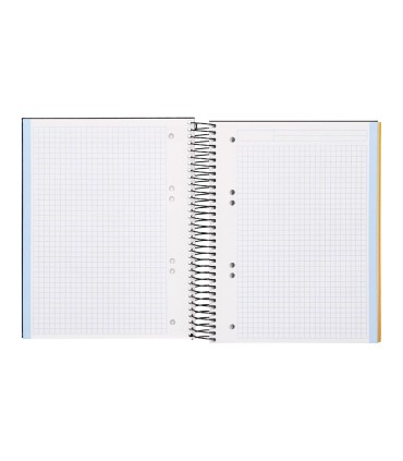 Cuaderno espiral liderpapel a5 micro papercoat tapa forrada 140h 75 gr cuadro5mm 5 bandas 6 taladros negro