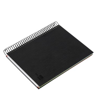 Cuaderno espiral liderpapel a5 micro papercoat tapa forrada 140h 75 gr cuadro5mm 5 bandas 6 taladros negro