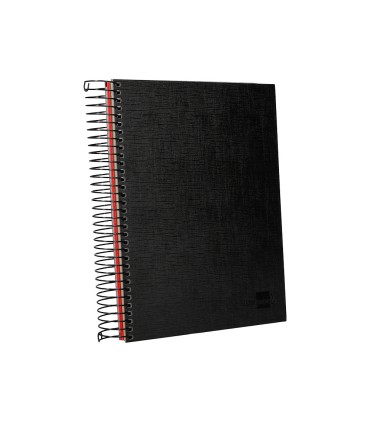 Cuaderno espiral liderpapel a5 micro papercoat tapa forrada 140h 75 gr cuadro5mm 5 bandas 6 taladros negro