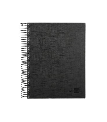 Cuaderno espiral liderpapel a5 micro papercoat tapa forrada 140h 75 gr cuadro5mm 5 bandas 6 taladros negro