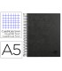 Cuaderno espiral liderpapel a5 micro papercoat tapa forrada 140h 75 gr cuadro5mm 5 bandas 6 taladros negro