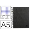 Cuaderno espiral liderpapel a5 micro papercoat tapa forrada 140h 75 gr cuadro5mm 5 bandas 6 taladros negro