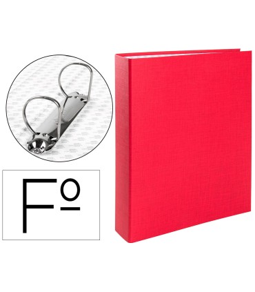 Carpeta de 2 anillas 40mm mixtas liderpapel folio carton forrado paper coat plastico roja