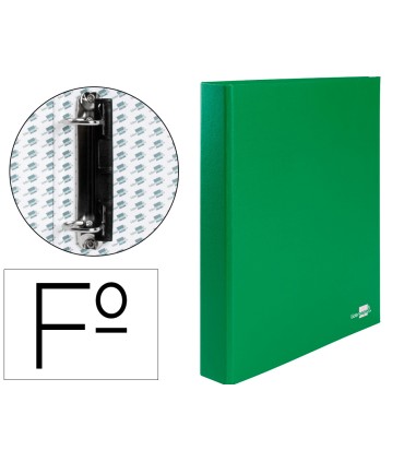 Carpeta de 2 anillas 25mm mixtas liderpapel folio carton forrado paper coat compresor plastico verde