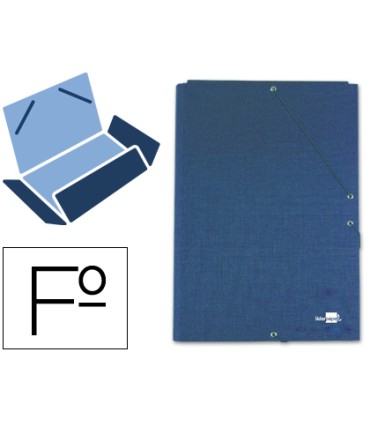 Carpeta liderpapel gomas folio 3 solapas carton forrado azul