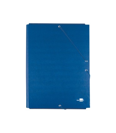 Carpeta liderpapel gomas folio 3 solapas carton forrado azul