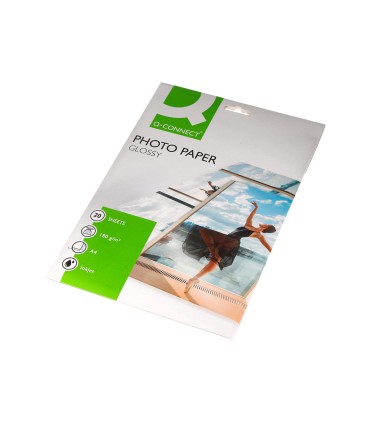 Papel q connect foto glossy kf01103 din a4 digital photo para ink jet bolsa de 20 hojas de 180 gr