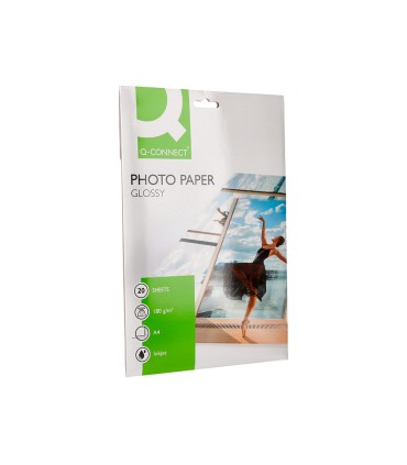 Papel q connect foto glossy kf01103 din a4 digital photo para ink jet bolsa de 20 hojas de 180 gr