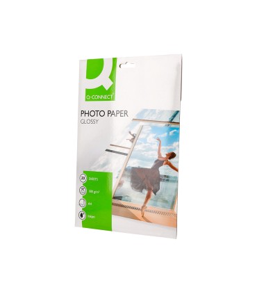 Papel q connect foto glossy kf01103 din a4 digital photo para ink jet bolsa de 20 hojas de 180 gr