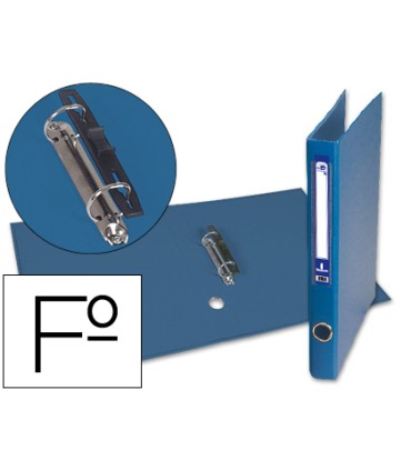 Carpeta de 2 anillas 25mm mixt as liderpapel folio forrado papercoat con ollao y tarjetero compresor plastico azul