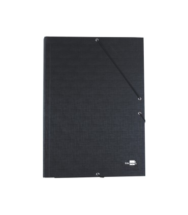 Carpeta liderpapel gomas folio 3 solapas carton forrado negra