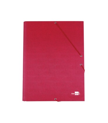 Carpeta liderpapel gomas folio 3 solapas carton forrado roja