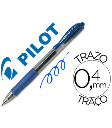 Boligrafo pilot g 2 azul tinta gel retractil sujecion de caucho