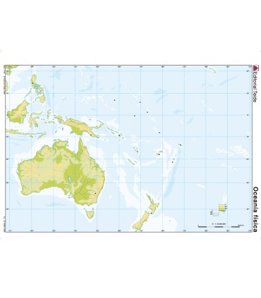 Mapa mudo color din a4 oceania fisico