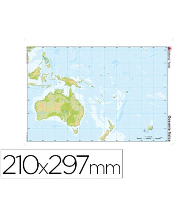 Mapa mudo color din a4 oceania fisico