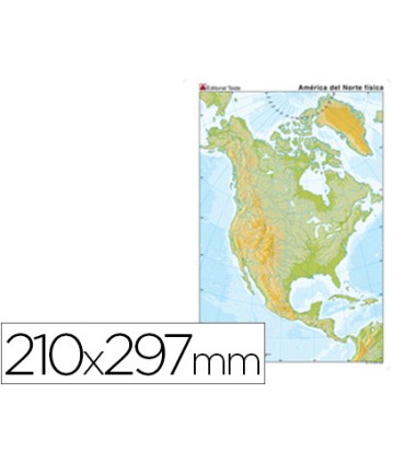 Mapa mudo color din a4 america del norte fisico