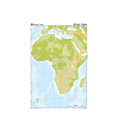 Mapa mudo color din a4 africa fisico