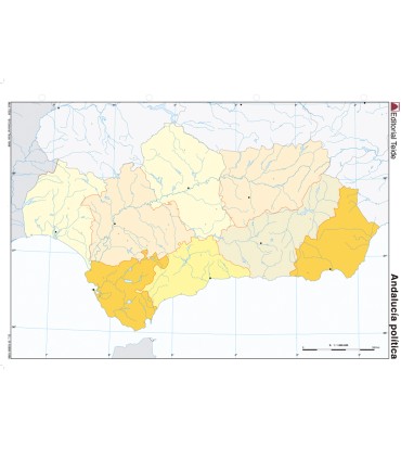 Mapa mudo color din a4 andalucia politico