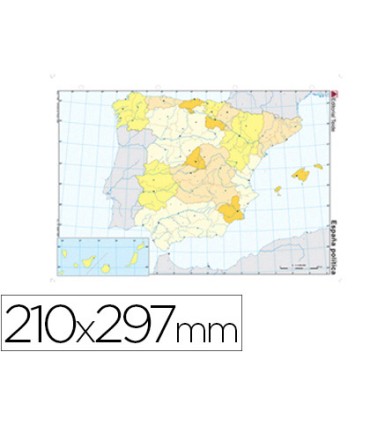 Mapa mudo color din a4 espana politico