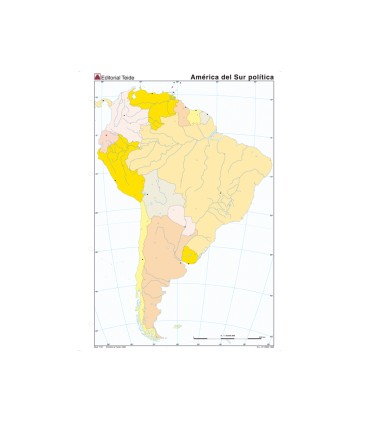 Mapa mudo color din a4 america del sur politico