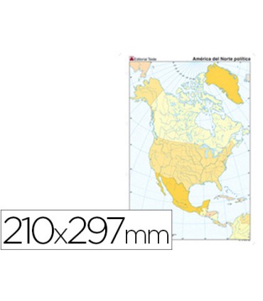 Mapa mudo color din a4 america del norte politico