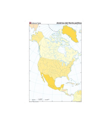 Mapa mudo color din a4 america del norte politico