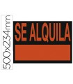 Cartel plastico \"se alquila\" rojo fluorescente 500x234 mm