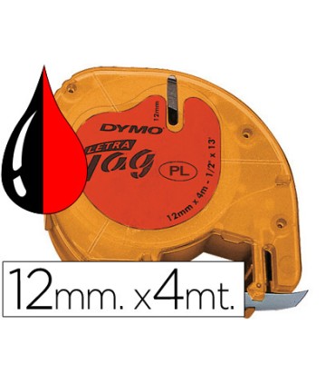 Cinta dymo 12mmx4mt negro rojo para maquina letratag