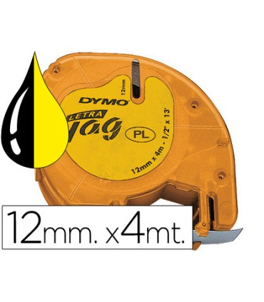 Cinta dymo 12mmx4mt negro amarillo para maquina letratag