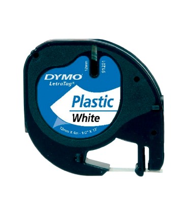 Cinta dymo plastico 12mmx4mt negro blanco perla para maquina letratag 91201