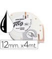 Cinta dymo papel 12mmx4mt negro/blanco para letratag