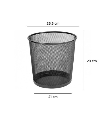 Papelera metalica q connect rejilla negra 265x285 mm