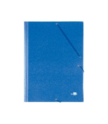 Carpeta liderpapel gomas folio 3 solapas carton prespan azul