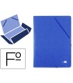 Carpeta liderpapel gomas folio 3 solapas carton prespan azul