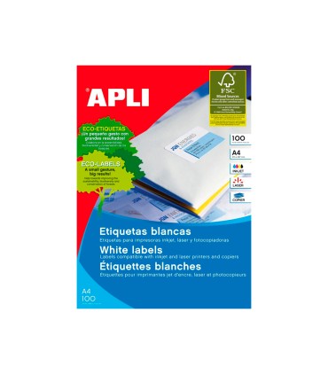 Etiqueta adhesiva apli 1264 tamano 210x148 mm fotocopiadora laser ink jet caja con 100 hojas din a4