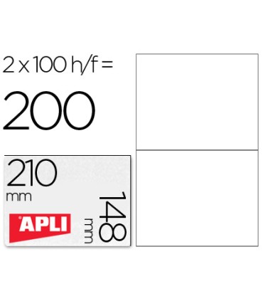 Etiqueta adhesiva apli 1264 tamano 210x148 mm fotocopiadora laser ink jet caja con 100 hojas din a4