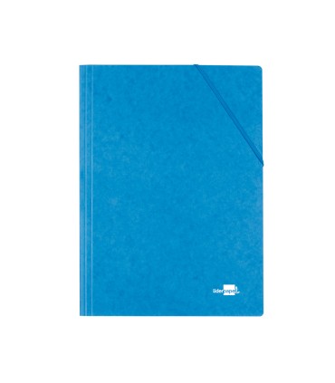 Carpeta liderpapel gomas folio 3 solapas carton simil prespan azul