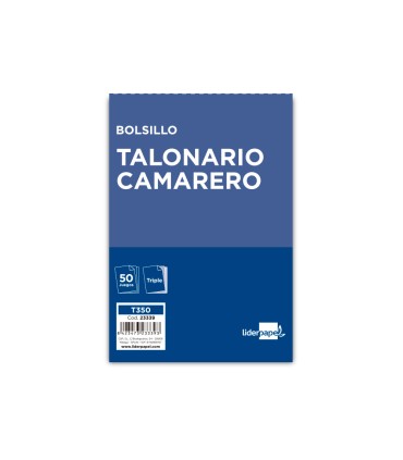 Talonario liderpapel camarero bolsillo original y 2 copias t350